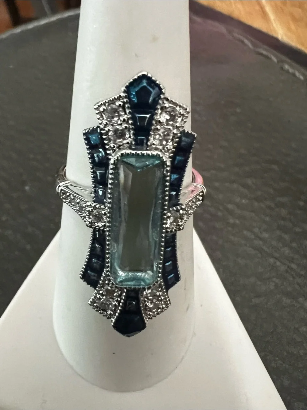 Gold and Blue Gemstone Cocktail Ring - Women's Fashion Statement